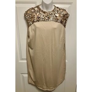 Coast Women's Dress Size 14 Cocktail Party Wedding Beaded Sequin Shift Beige‎